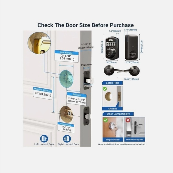 Veise Fingerprint Door Lock with 2 Lever Handles- Keyless Entry Door Lock - Picture 6 of 10